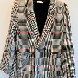 Anine Bing  // Black, White, Pink and Red Houndstooth Madeline Blazer // Large
